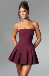 Fioreclo Bryony Mini Dress in Cherry Lacquer