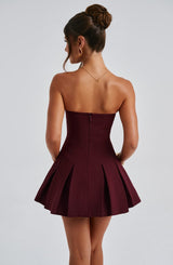 Fioreclo Bryony Mini Dress in Cherry Lacquer
