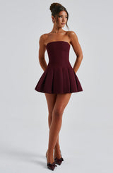 Fioreclo Bryony Mini Dress in Cherry Lacquer