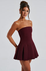 Fioreclo Bryony Mini Dress in Cherry Lacquer