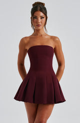 Fioreclo Bryony Mini Dress in Cherry Lacquer