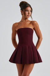 Fioreclo Bryony Mini Dress in Cherry Lacquer