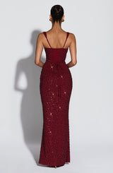 Fioreclo Calandra Maxi Dress in Burgundy Sparkle