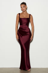 Fioreclo Calandra Maxi Dress in Cherry Lacquer
