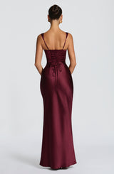 Fioreclo Calandra Maxi Dress in Cherry Lacquer
