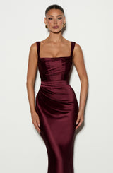 Fioreclo Calandra Maxi Dress in Cherry Lacquer