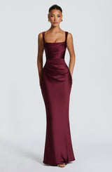 Fioreclo Calandra Maxi Dress in Cherry Lacquer