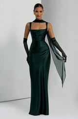 Fioreclo Calandra Maxi Dress in Emerald