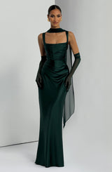 Fioreclo Calandra Maxi Dress in Emerald