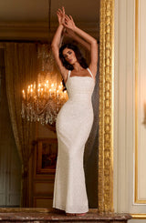 Fioreclo Calandra Maxi Dress in Ivory Sparkle