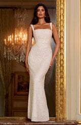 Fioreclo Calandra Maxi Dress in Ivory Sparkle
