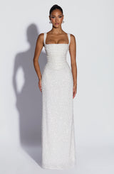 Fioreclo Calandra Maxi Dress in Ivory Sparkle