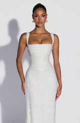 Fioreclo Calandra Maxi Dress in Ivory Sparkle