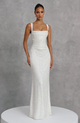 Fioreclo Calandra Maxi Dress in Ivory Sparkle