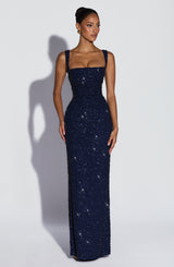 Fioreclo Calandra Maxi Dress in Navy Sparkle