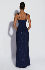 Fioreclo Calandra Maxi Dress in Navy Sparkle
