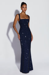 Fioreclo Calandra Maxi Dress in Navy Sparkle