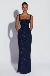 Fioreclo Calandra Maxi Dress in Navy Sparkle