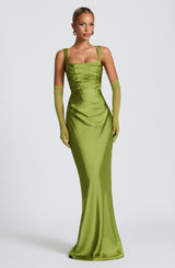 Fioreclo Calandra Maxi Dress in Olive