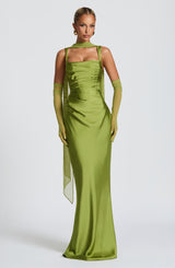 Fioreclo Calandra Maxi Dress in Olive