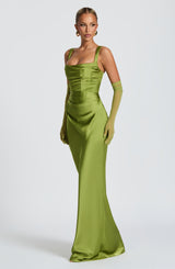 Fioreclo Calandra Maxi Dress in Olive