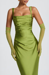 Fioreclo Calandra Maxi Dress in Olive