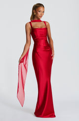 Fioreclo Calandra Maxi Dress in Red