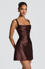 Fioreclo Calandria Mini Dress in Plum Brown