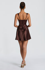 Fioreclo Calandria Mini Dress in Plum Brown