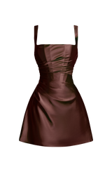 Fioreclo Calandria Mini Dress in Plum Brown