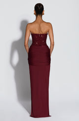 Fioreclo Carina Maxi Dress in Burgundy