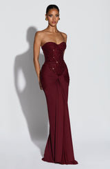Fioreclo Carina Maxi Dress in Burgundy