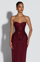 Fioreclo Carina Maxi Dress in Burgundy