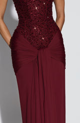 Fioreclo Carina Maxi Dress in Burgundy