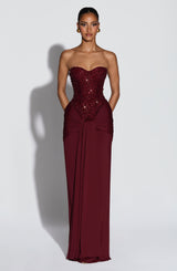 Fioreclo Carina Maxi Dress in Burgundy