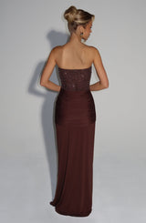 Fioreclo Carina Maxi Dress in Plum Brown