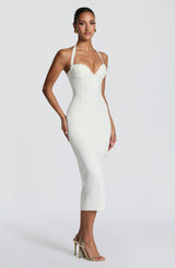 Fioreclo Cassiana Midi Dress in Ivory