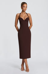 Fioreclo Cassiana Midi Dress in Plum Brown