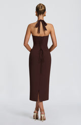 Fioreclo Cassiana Midi Dress in Plum Brown