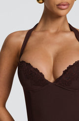 Fioreclo Cassiana Midi Dress in Plum Brown