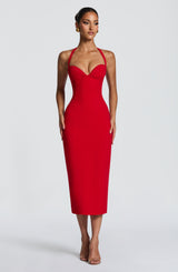 Fioreclo Cassiana Midi Dress in Red