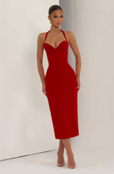 Fioreclo Cassiana Midi Dress in Red