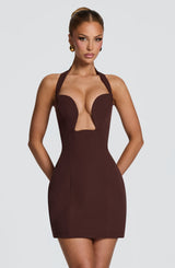 Fioreclo Charlisse Mini Dress in Plum Brown