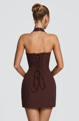 Fioreclo Charlisse Mini Dress in Plum Brown