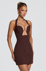 Fioreclo Charlisse Mini Dress in Plum Brown