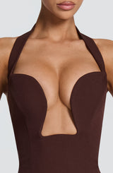 Fioreclo Charlisse Mini Dress in Plum Brown