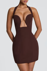 Fioreclo Charlisse Mini Dress in Plum Brown