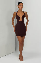 Fioreclo Charlisse Mini Dress in Plum Brown