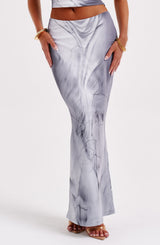 Fioreclo Charmelle Maxi Skirt in Grey Body Print