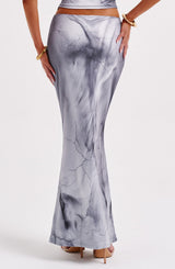 Fioreclo Charmelle Maxi Skirt in Grey Body Print